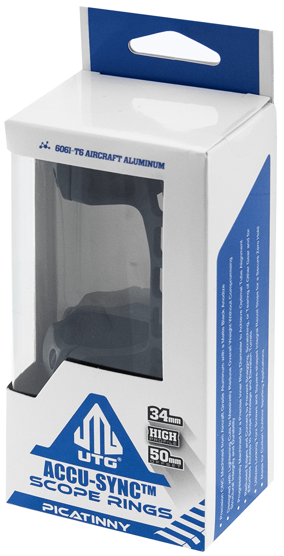 UTG® ACCU-SYNC® 34mm Picatinny Cantilever Mount, 50mm Offset, High Profile, Black