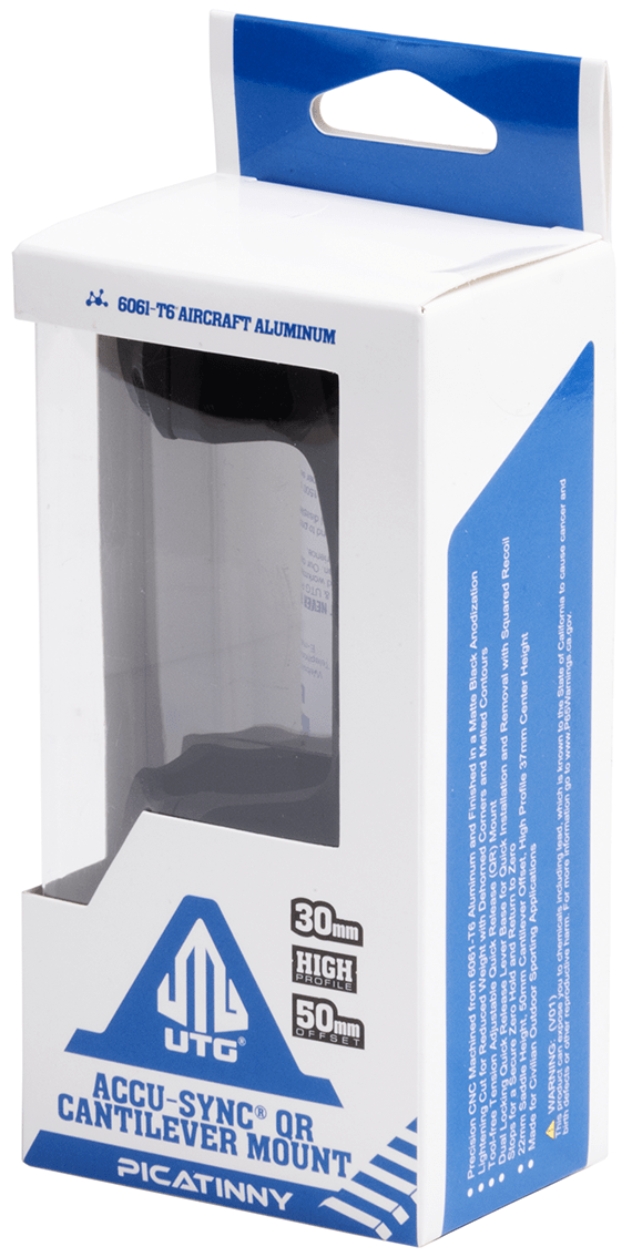 UTG® ACCU-SYNC® 30mm QR Picatinny Cantilever Mount, 50mm Offset, High Profile